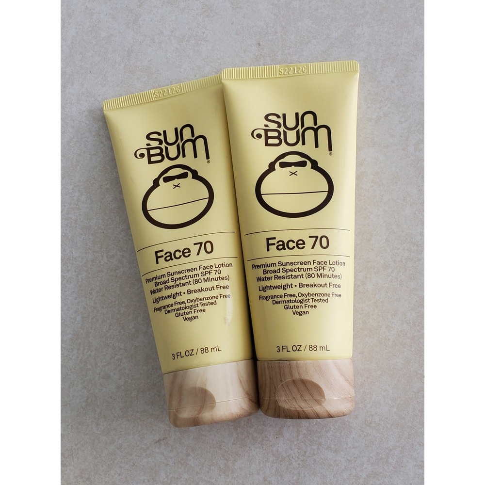 Sun Bum Face 70 Sunscreen Lotion Yellow SPF 70 Skincare 2 Pack 3oz Each NEW
